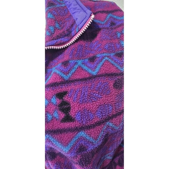 Vtg Columbia Fleece Jacket Full Zip Aztec Southwest Print Sz XL Purple Blue 90's - Picture 4 of 16